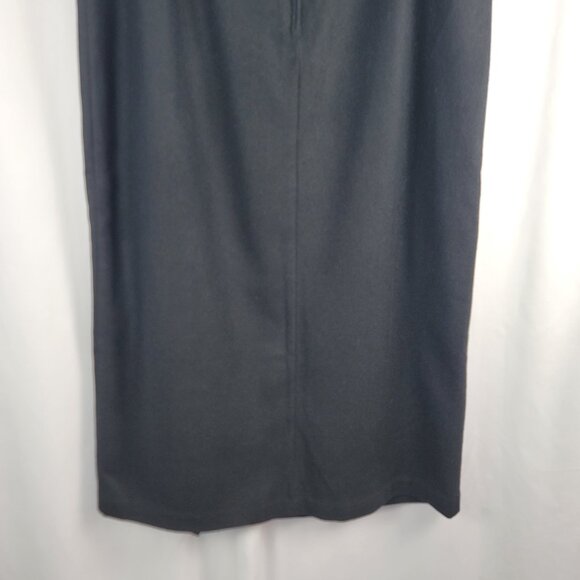 Vintage Summit Hill Black Wool Midi Skirt Women's Size 16 Front Slit Long Length - Picture 8 of 12